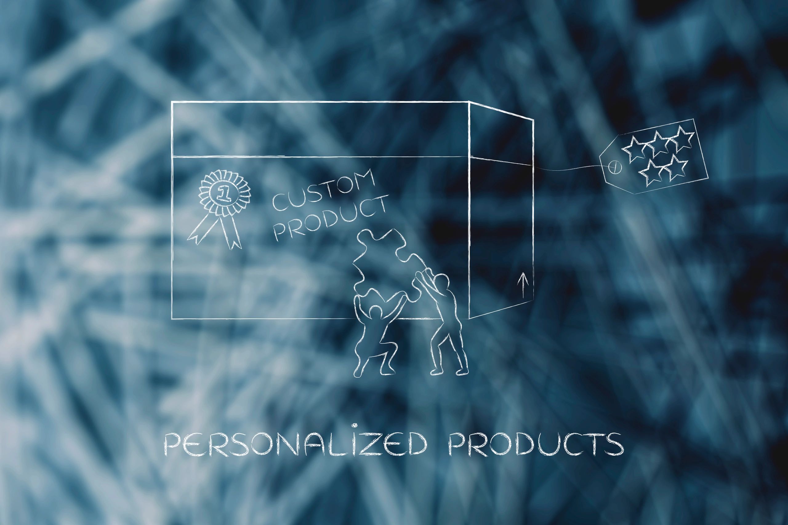 Product customization concept: men with missing piece of