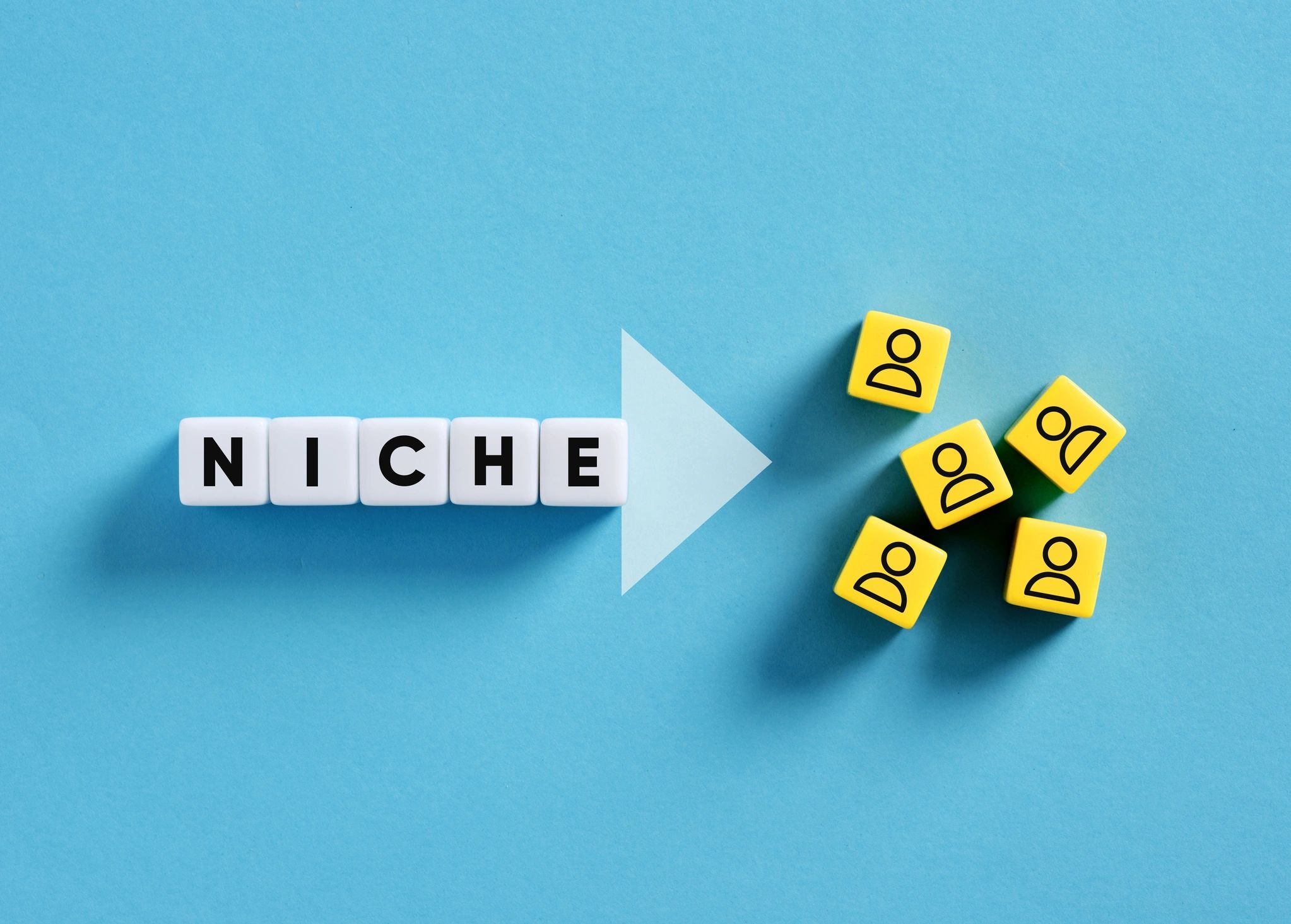 White cubes showing niche marketing concept and pointing